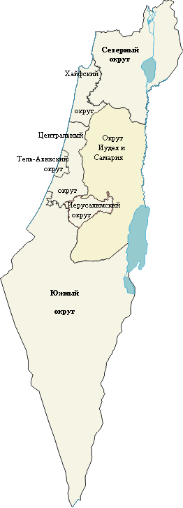 Округа Израиля - карта